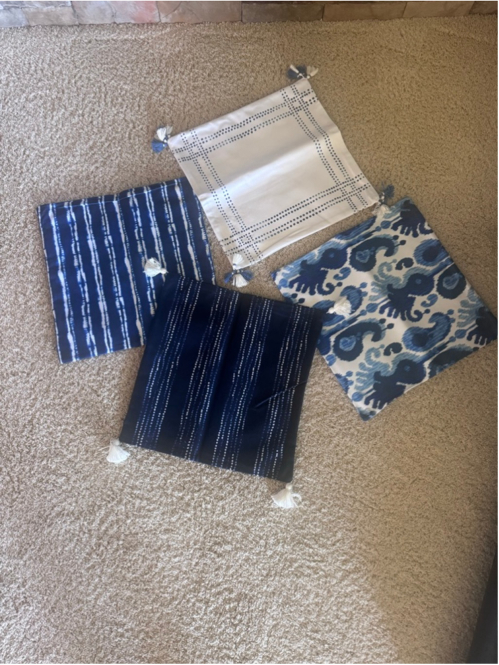 Unbranded Blue and White Patterned Throw Pillow Covers